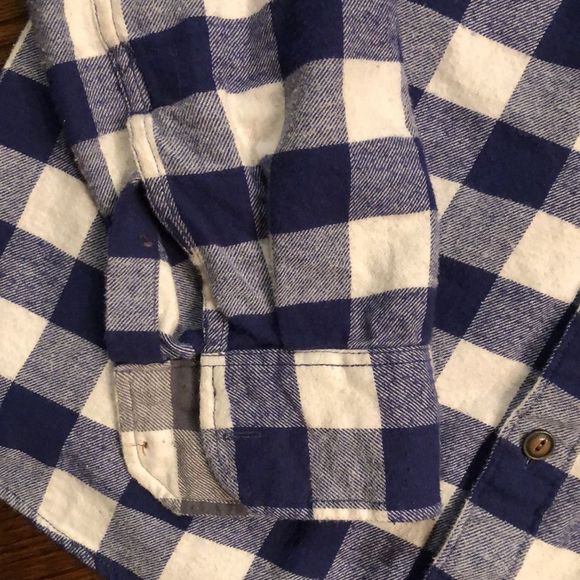 TRUE RELIGION Fleece Long Sleeve Navy White Plaid Western Button Down Shirt XL - Picture 9 of 12